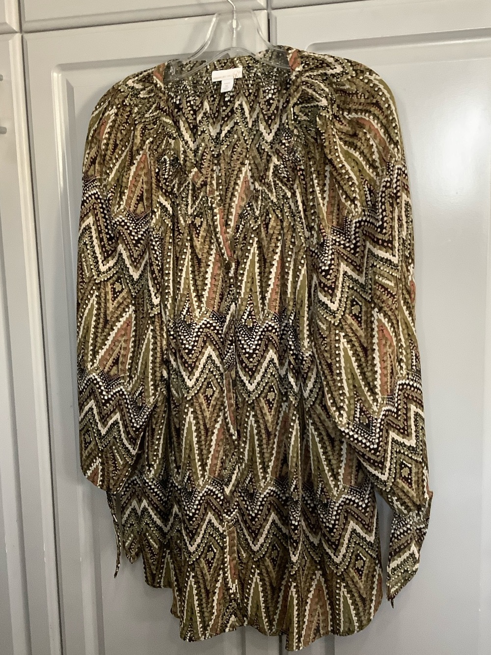 Westpoint 1962 Olive Geo-Print Chevron Print 3/4 Sleeve 3X Blouse